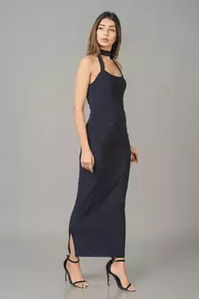 Black plain lycra long dresses