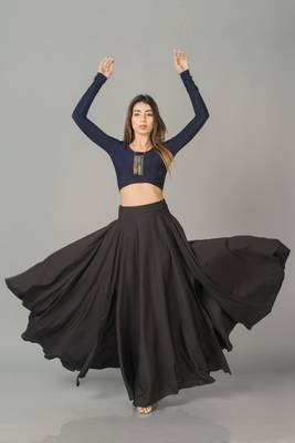 Black plain cotton long dresses 1