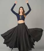 Black plain cotton long-dresses