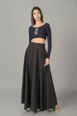 Black plain cotton long dresses 3