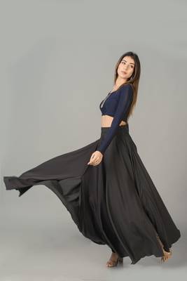 Black plain cotton long dresses 4