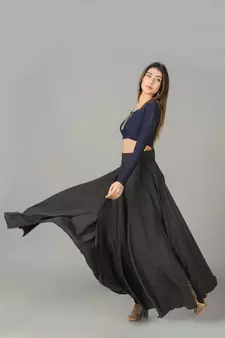Black plain cotton long dresses