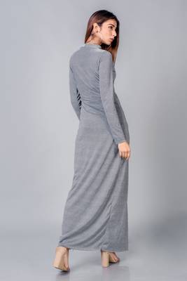 Grey plain lycra long dresses 4