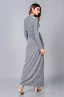 Grey plain lycra long dresses