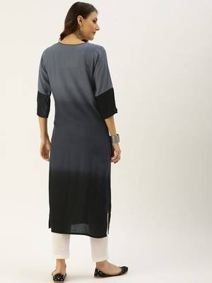 Grey embroidered viscose rayon kurtas-and-kurtis 2