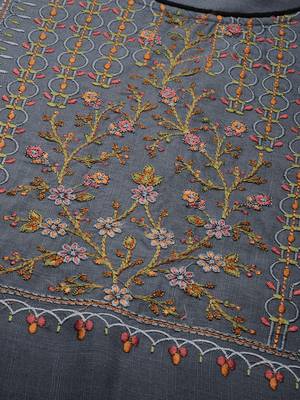 Grey embroidered viscose rayon kurtas-and-kurtis 5