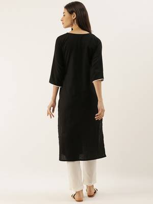 Black embroidered cotton kurtas-and-kurtis 2