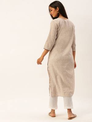 Brown embroidered viscose rayon kurtas-and-kurtis 2