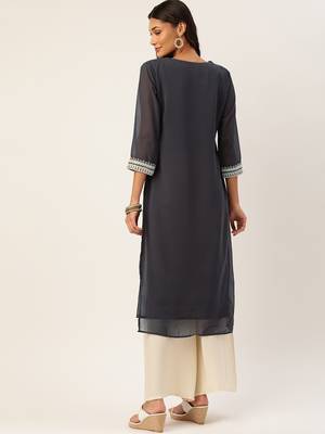 Black embroidered polyester kurtas-and-kurtis 2