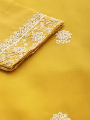 Yellow embroidered polyester kurtas-and-kurtis 5