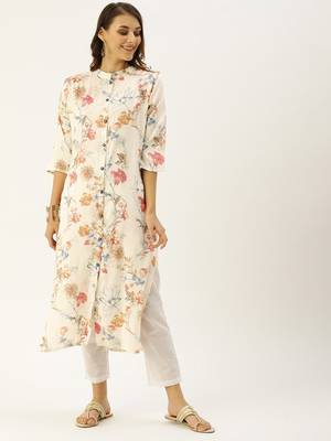Off-white printed viscose rayon kurtas-and-kurtis 1
