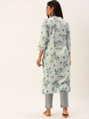 Light blue printed viscose rayon kurtas-and-kurtis 2