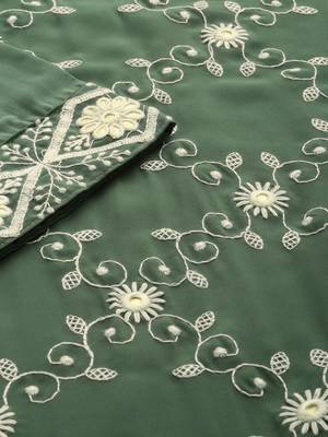 Green embroidered polyester kurtas-and-kurtis 5
