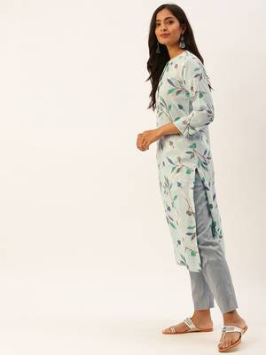 Light blue printed viscose rayon kurtas-and-kurtis 3