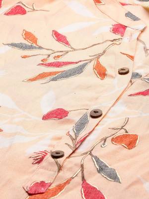 Peach printed viscose rayon kurtas-and-kurtis 5