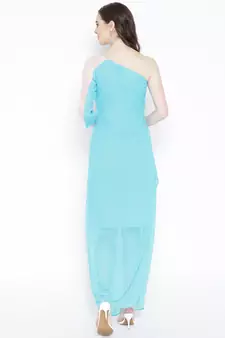 Light blue plain georgette long dresses