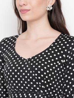 Black printed crepe long dresses 5