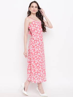 Peach printed georgette short dresses 2