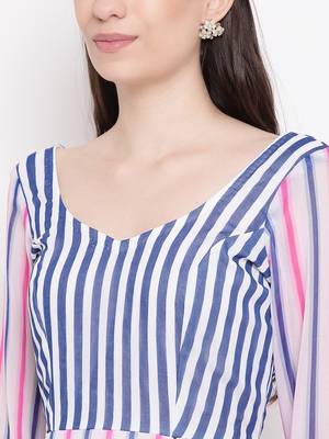 White printed georgette long-dresses 5