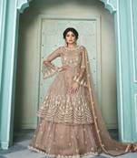 Light Brown Embroidery Anarkali Style Lehenga Suit