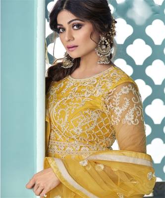 Yellow Embroidery Anarkali Style Lehenga Suit 2