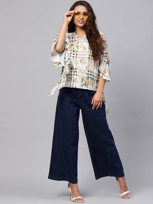 White printed polyester tops 1