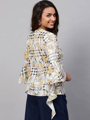 White printed polyester tops 3