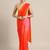 Orange embroidered pure chiffon saree with blouse