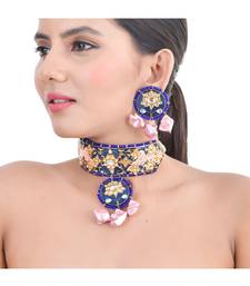 Amber Blue Choker Style Necklace Set