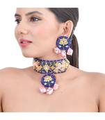 Amber Blue Choker Style Necklace Set