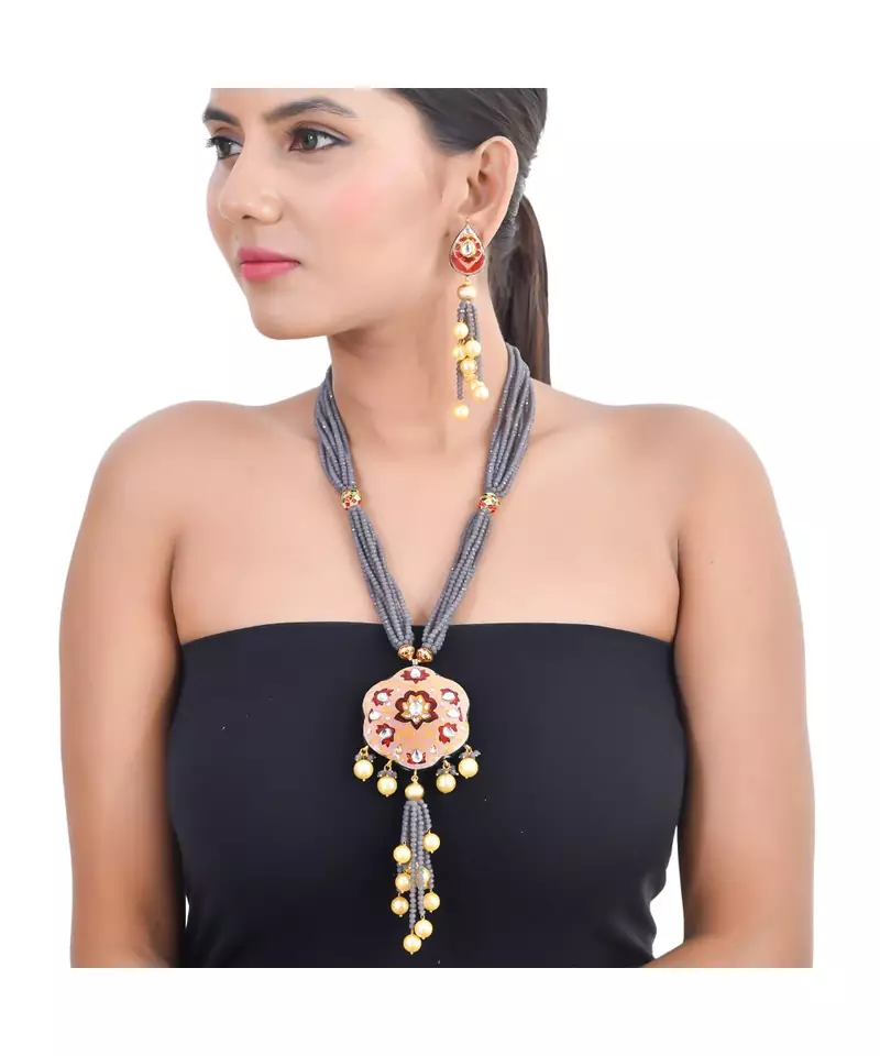 Carnation Pink & Maroon Necklace Set