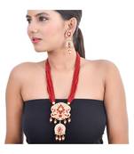 Carnation Pink & Maroon Peacock Style Necklace Set