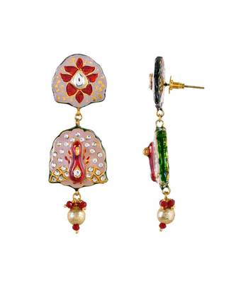 Carnation Pink & Maroon Peacock Style Necklace Set 4