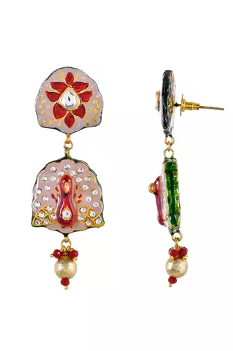 Carnation Pink & Maroon Peacock Style Necklace Set
