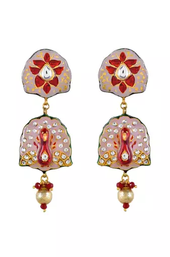 Carnation Pink & Maroon Peacock Style Necklace Set