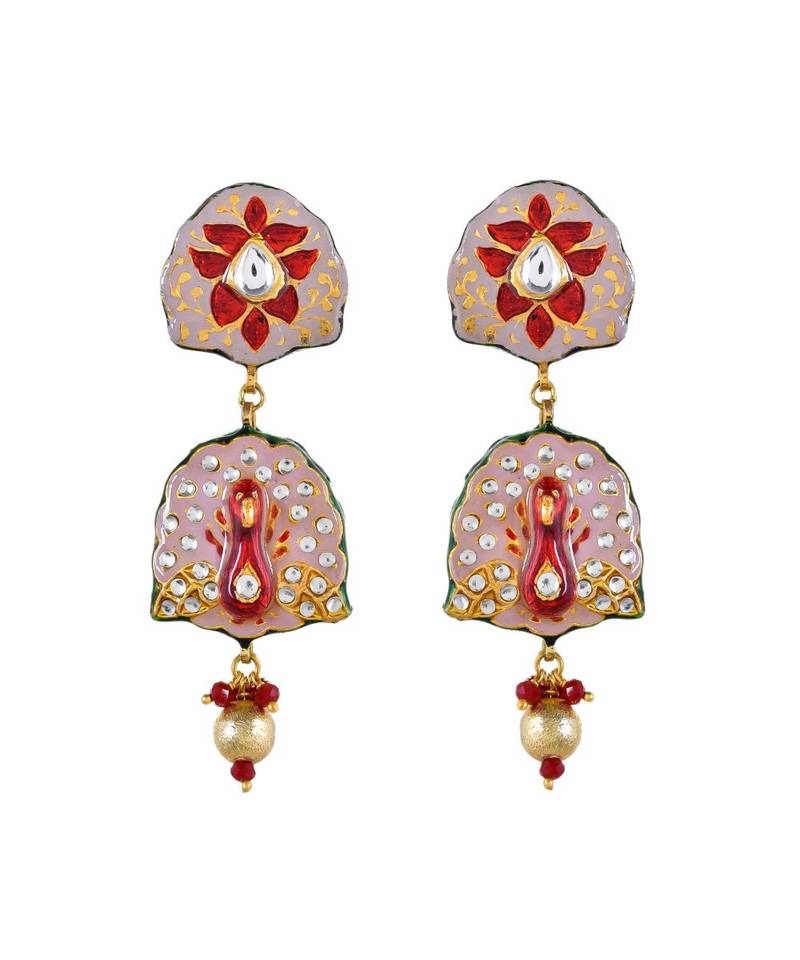 Carnation Pink & Maroon Peacock Style Necklace Set