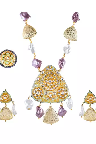 Pistachio Green Necklace Set with Ring