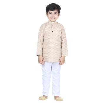 Green printed cotton boys-kurta-pyjama 2