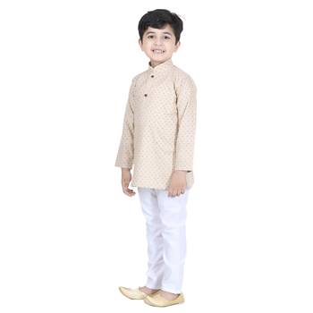 Green printed cotton boys-kurta-pyjama 3