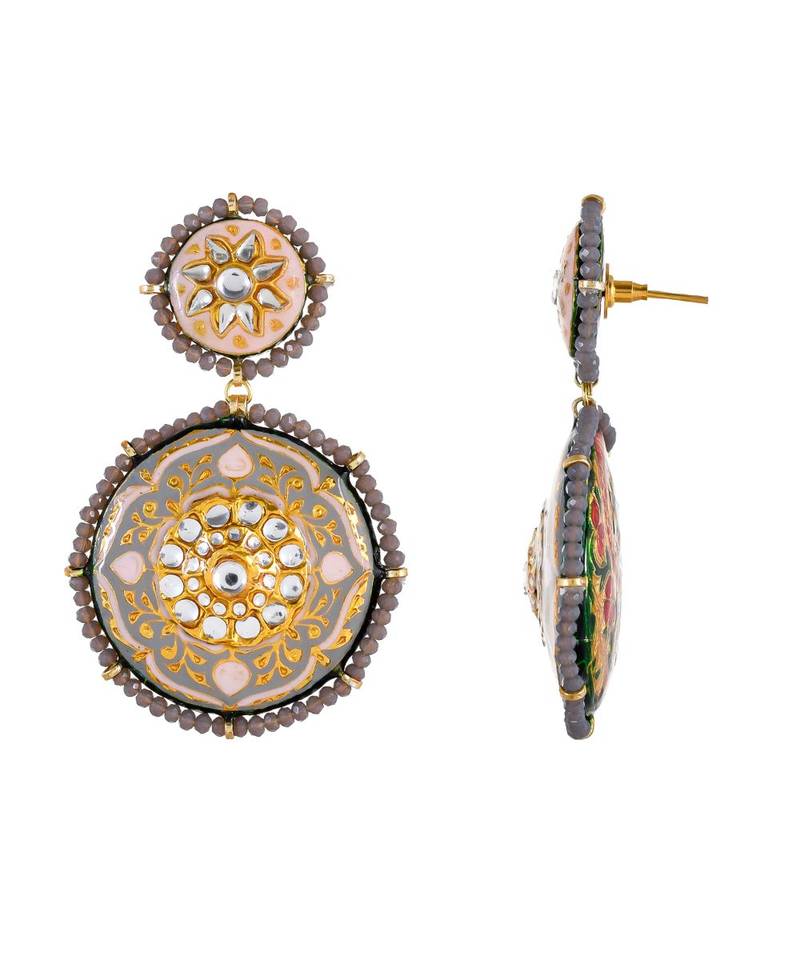 Moon Grey & Pink Earrings