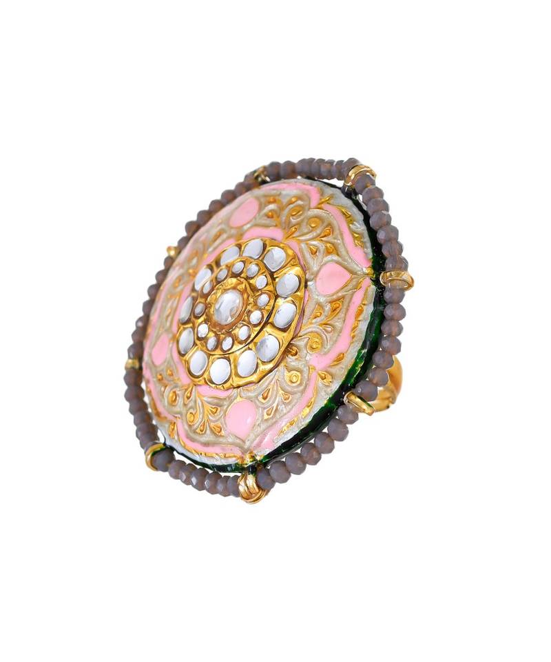 Ivory & Pink Adjustable Ring