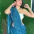 Teal Floral Printed Cotton Silk Saree  With Blouse