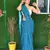 Teal Floral Printed Cotton Silk Saree  With Blouse