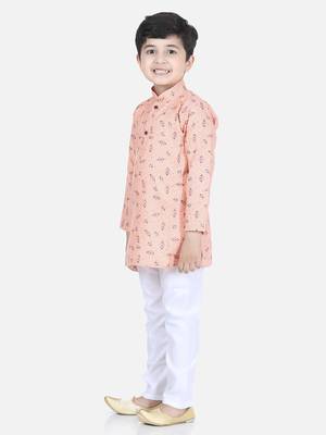 Pink printed cotton boys-kurta-pyjama 3