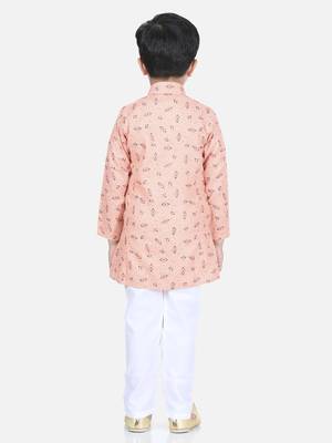 Pink printed cotton boys-kurta-pyjama 4