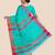 Teal Blue Khadi Cotton Handloom Saree with Blouse Piece