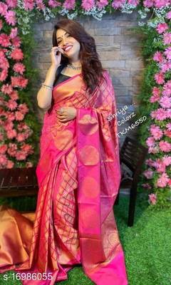Pink ColorBeautiful Soft Lichi Silk Party Wear Saree for Women Saree 1