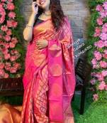 Pink ColorBeautiful Soft Lichi Silk Party Wear Saree for Women Saree