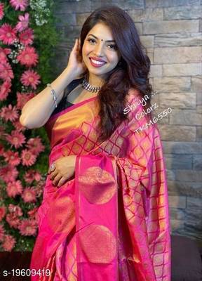 Pink ColorBeautiful Soft Lichi Silk Party Wear Saree for Women Saree 3