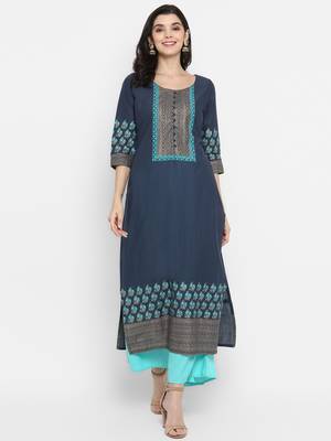  Grey printed cotton cotton-kurtis 2